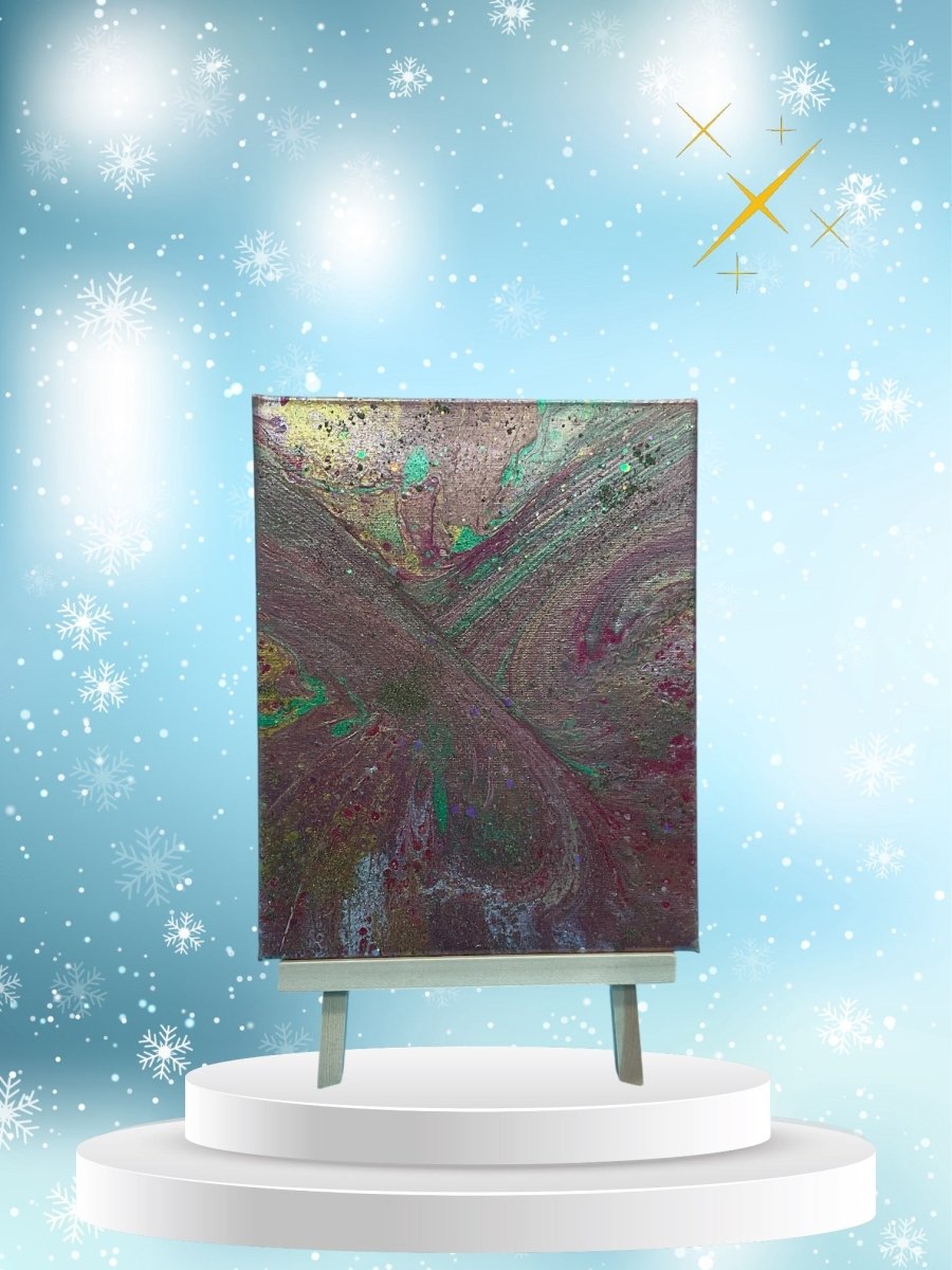 Winter Twilight - Original 8x10 Acrylic Paint Pour Artwork