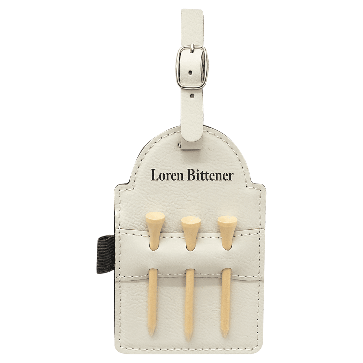 Engravable Leatherette Golf Tee Bag Tag