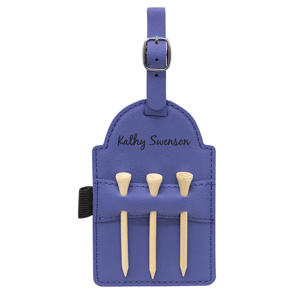 Engravable Leatherette Golf Tee Bag Tag