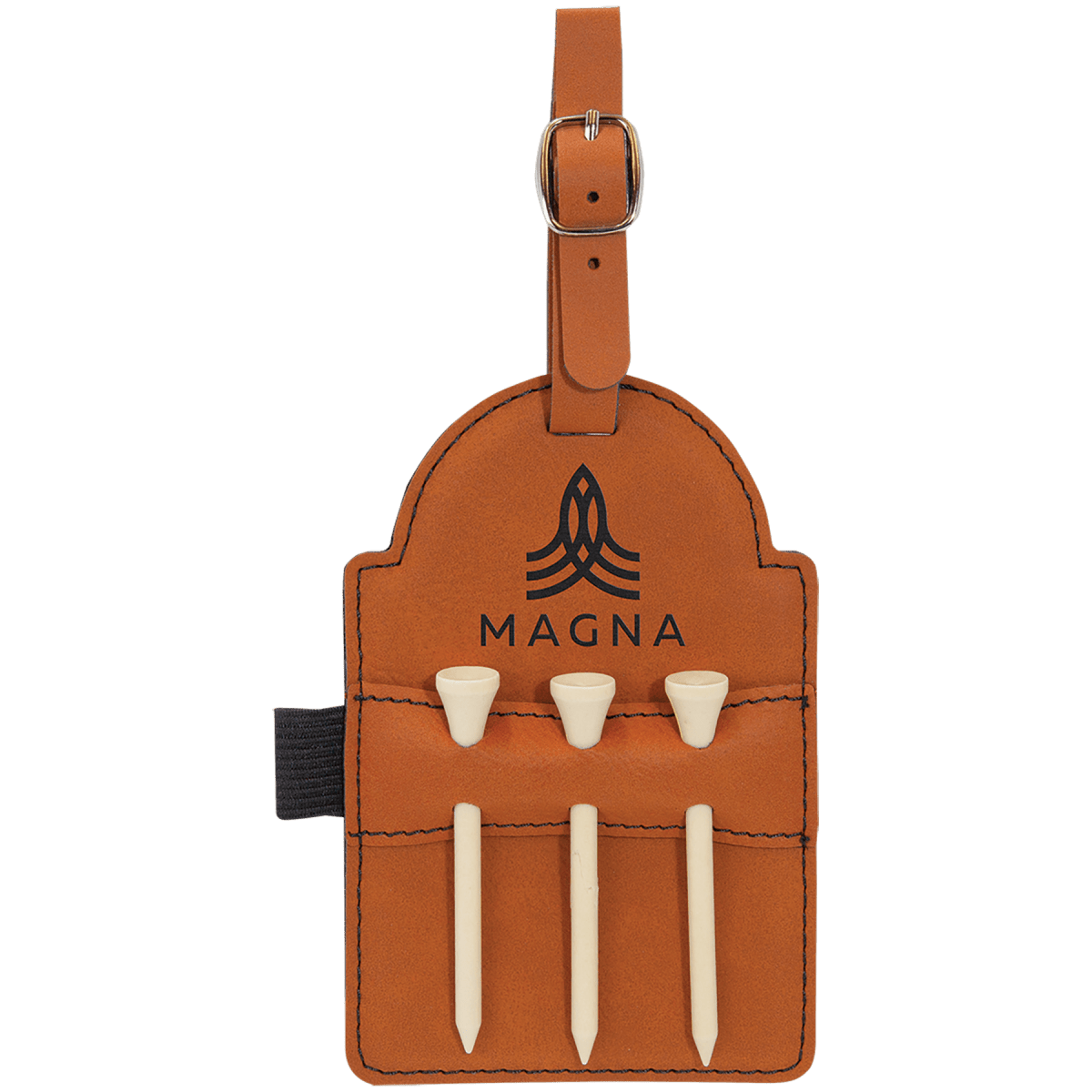 Engravable Leatherette Golf Tee Bag Tag